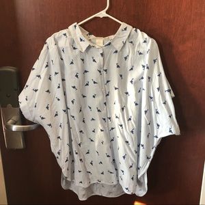 NWT H&M Fish Print Loose Button Up | 16